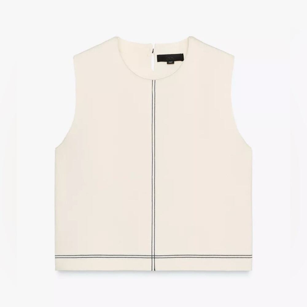 Nwt- zara- knit trim top size large